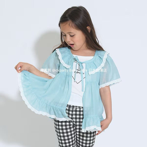 Japanese children's clothing Ly# mine chiffon coat shirt 100-150cm girls summer TOPS OUTERWEAR