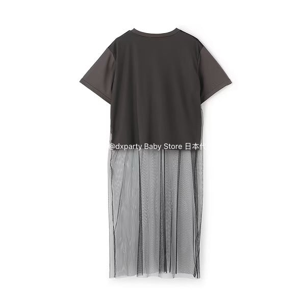 Lovetoxic Japanese children's clothing contact cool chiffon stitching long top 140-160cm girls summer TOPS