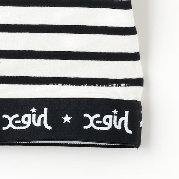 Japanese children's clothing X-girl Stages striped cropped top 90-140cm girls summer TOPS