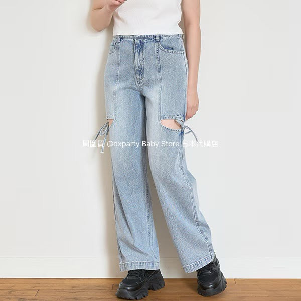 Lovetoxic Ribbon Slit Jeans (140-160cm) for Girls (Summer)