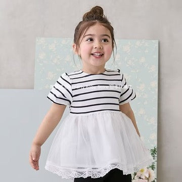 Japanese children's clothing pe#main ruffled mesh top 80-130cm girls summer TOPS