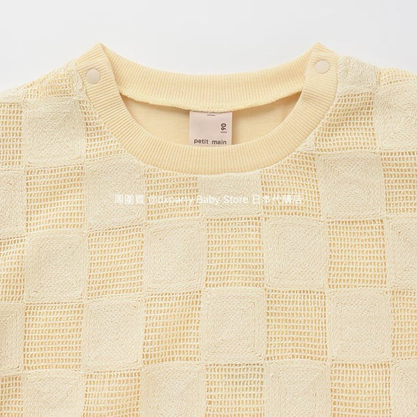 Japanese children's clothing pe#main fake two-piece checkered top 80-130cm boys' summer TOPS