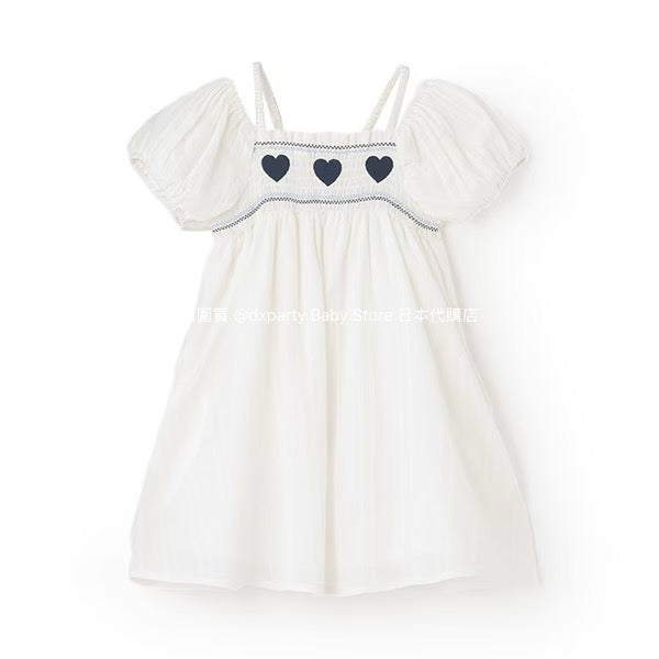 Japanese children's clothing pe#main Heart embroidered dress 80-130cm Girls' summer dresses