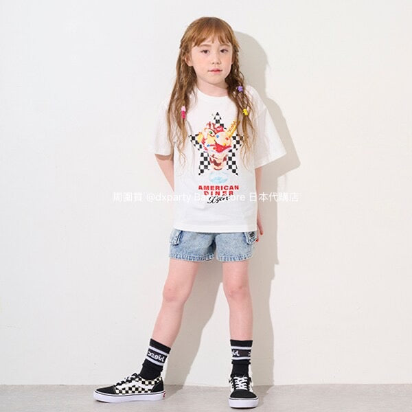 Japanese children's clothing X-girl Stages work pocket jeans 100-140cm girls summer PANTS