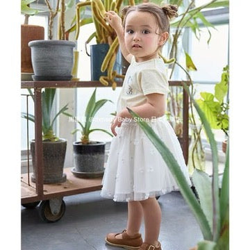 Japanese children's clothing pe#main floral tulle short skirt 80-130cm girls summer SKIRTS