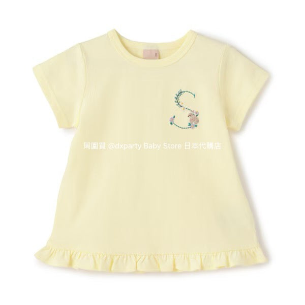 Japanese children's clothing pe#main embroidered English lettering top 80-130cm girls summer TOPS