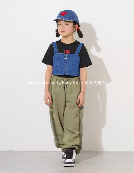 Japanese children's clothing X-girl Stages top denim vest two-piece set 90-140cm girls summer TOPS