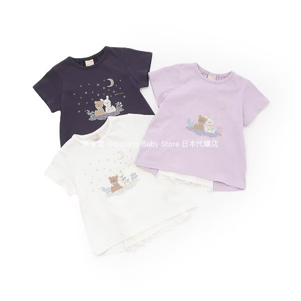 Japanese children's clothing pe#main Starry sky pupu & tete tops 80-130cm girls summer TOPS