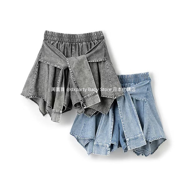 Lovetoxic Japanese children's clothing shirt wrap denim culottes 140-170cm girls summer PANTS