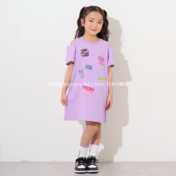 Japanese children's clothing X-girl Stages off-the-shoulder dress 80-140cm girls' summer dresses