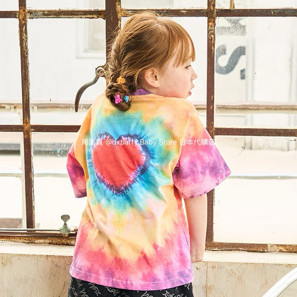 Japanese children's clothing X-girl Stages heart-shaped tie-dye top 80-140cm girls summer TOPS