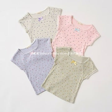 Japanese children's clothing Ly# mine floral top 100-150cm girls summer TOPS