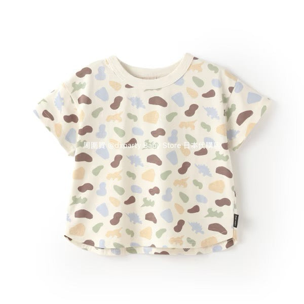 Japanese children's clothing pe#main contact cool print top 80-130cm boys/girls summer TOPS