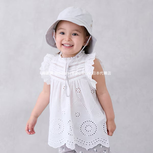 Japanese children's clothing pe#main lace hollow top 80-130cm girls summer TOPS