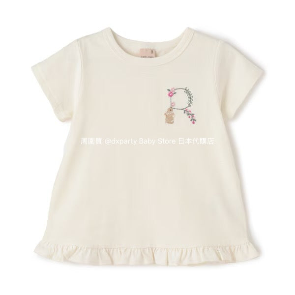 Japanese children's clothing pe#main embroidered English lettering top 80-130cm girls summer TOPS