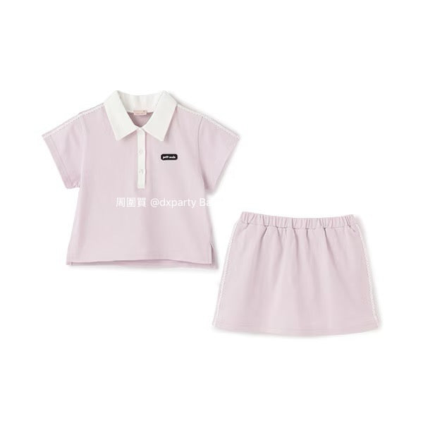 Japanese children's clothing pe#main Contact Cool Polo Two-Piece Set 80-130cm Girls Summer TOPS SKIRTS