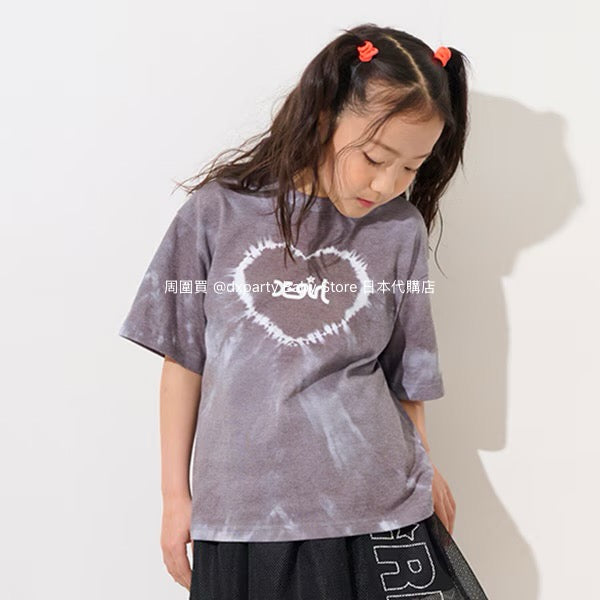 Japanese children's clothing X-girl Stages heart-shaped tie-dye top 80-140cm girls summer TOPS