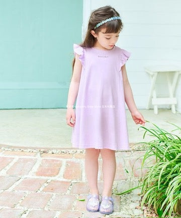 Japanese children's clothing aF#a325 small flying sleeve waist bow dress 90-160cm girls summer dresses