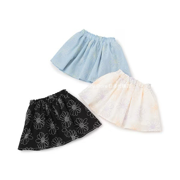 Japanese children's clothing pe#main flower embroidered skirt 80-130cm girls summer SKIRTS