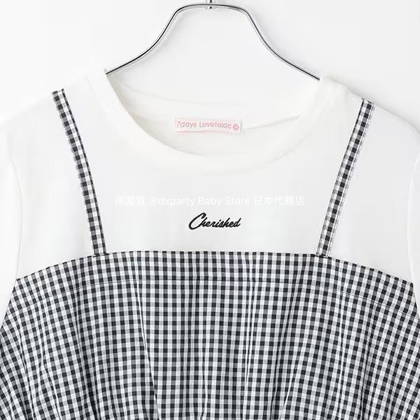 Lovetoxic Japanese children's clothing fake two-piece top 140-160cm girls summer TOPS