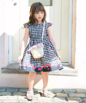 Japanese children's clothing aF#a325 small flying sleeve dress 90-160cm girls summer dresses