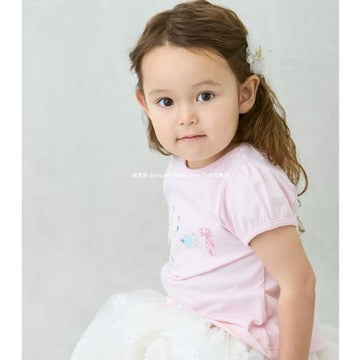 Japanese children's clothing pe#main contact cool embroidered top 80-130cm girls summer TOPS