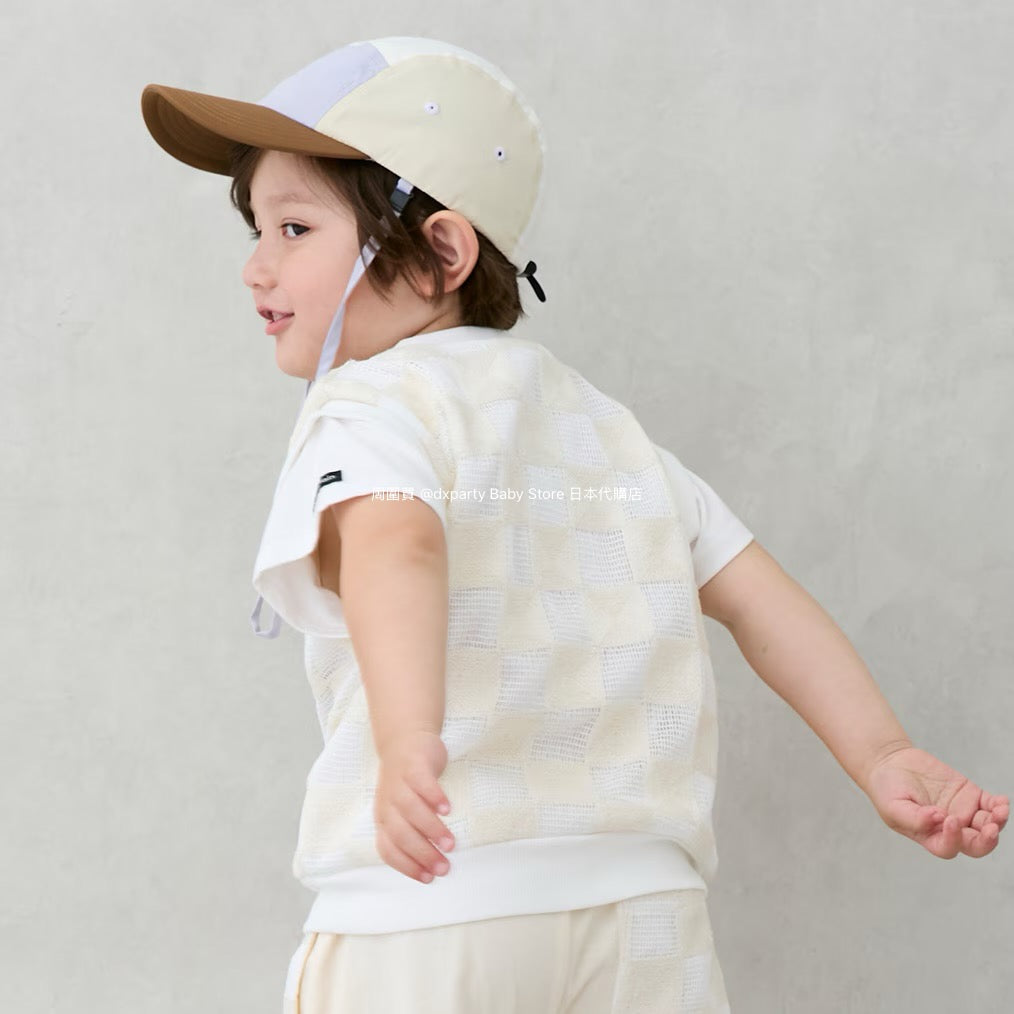 Japanese children's clothing pe#main fake two-piece checkered top 80-130cm boys' summer TOPS