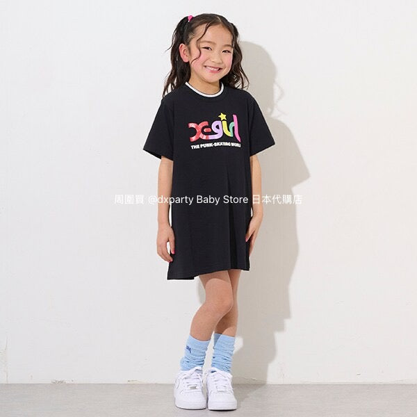 Japanese children's clothing X-girl Stages glitter bubble logo dress 80-140cm girls summer dresses