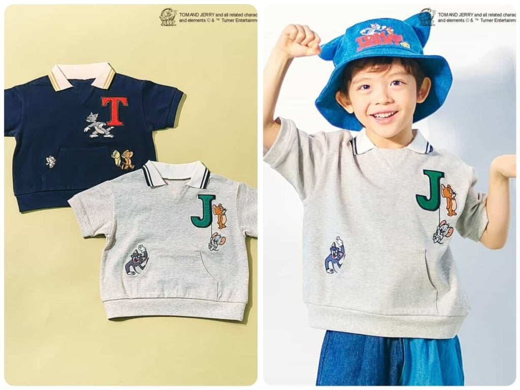 日本童裝 apres les cours × Tom and Jerry 翻領短袖衛衣 80-130cm 男童款 夏季 TOPS