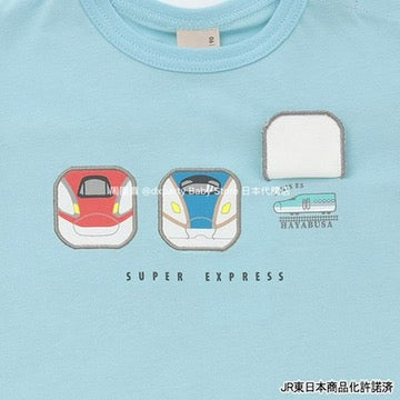 Japanese children's clothing pe#main x Shinkansen badge top 80-130cm boys' summer TOPS railway series