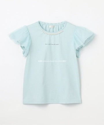 Japanese children's clothing aF#a325 mesh sleeve top 100-160cm girls summer TOPS