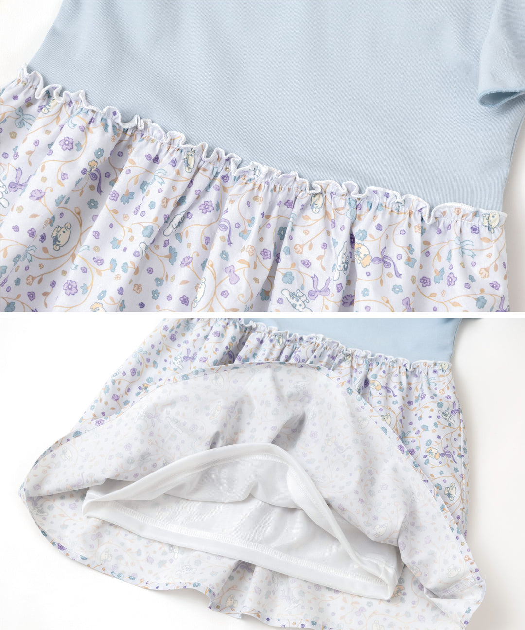 Japanese children's clothing panpantutu x Sanrio Cinnamoroll floral patchwork dress 80-140cm girls summer dresses