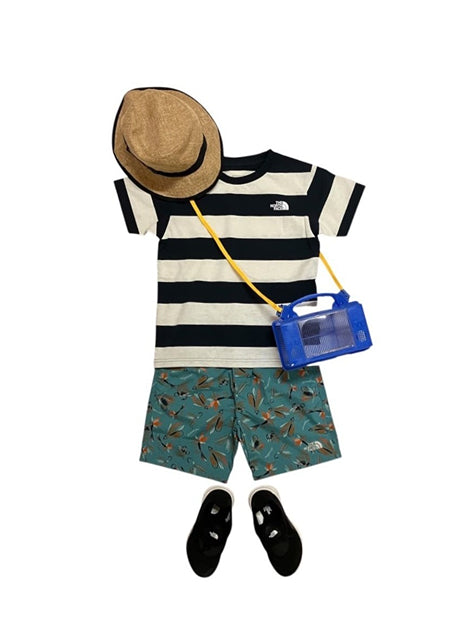 Japanese children's clothing TNF anti-fouling series UV protection striped top 100-120cm boys/girls summer TOPS