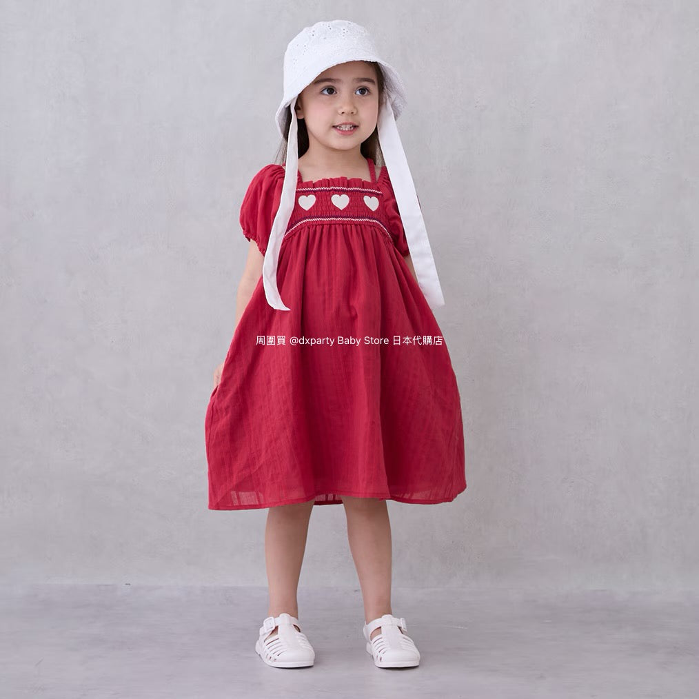 Japanese children's clothing pe#main Heart embroidered dress 80-130cm Girls' summer dresses