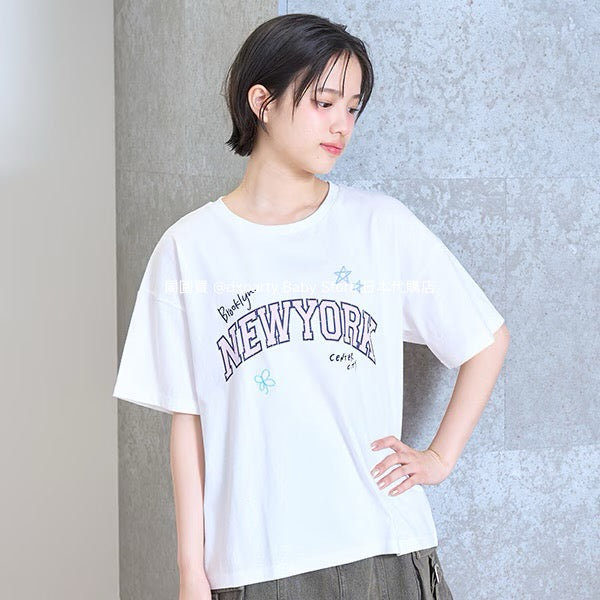 Lovetoxic Japanese children's clothing preppy style graffiti print top 140-160cm girls summer TOPS