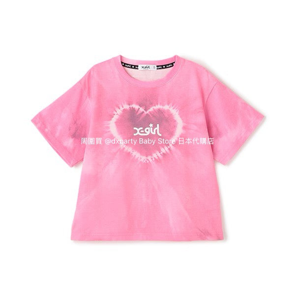 Japanese children's clothing X-girl Stages heart-shaped tie-dye top 80-140cm girls summer TOPS