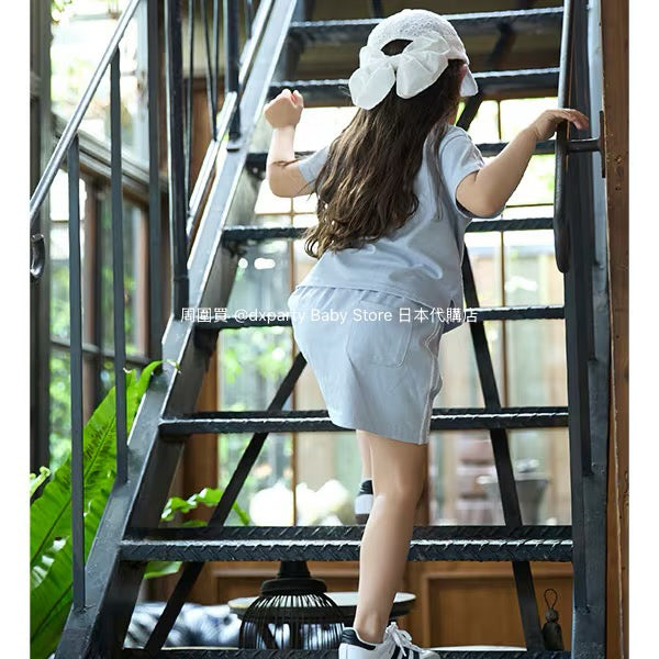 Japanese children's clothing pe#main Contact Cool Polo Two-Piece Set 80-130cm Girls Summer TOPS SKIRTS