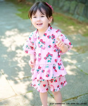 Japanese children's clothing aF#a325 x Sanrio Jinbei Japanese Kimono 90-130cm Girls Summer TOPS PANTS Japanese Summer Festival Special