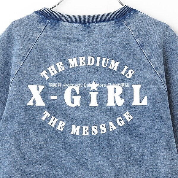 Japanese X-girl Stages Denim Two-Piece Set (80-140cm) for Girls (Summer TOPS PANTS)