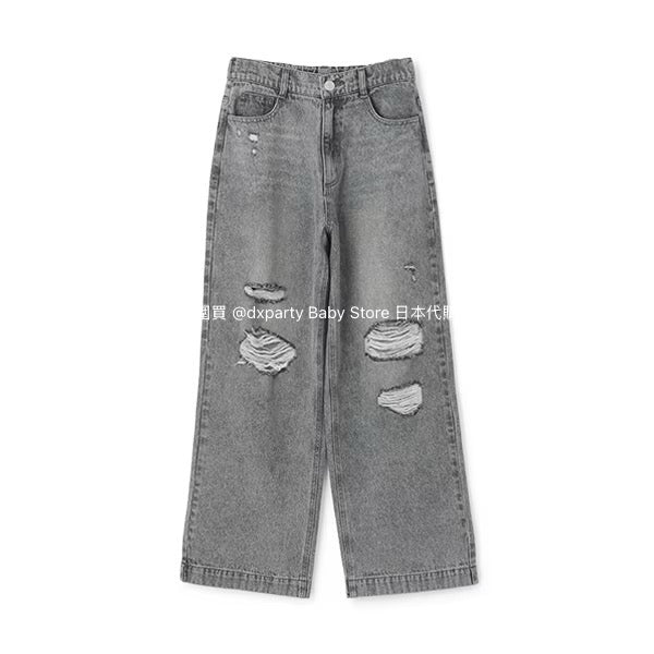 Lovetoxic Japanese children's clothing ripped jeans wide-leg pants 140-170cm girls summer PANTS