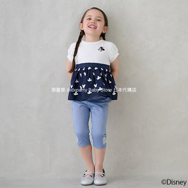 Japanese children's clothing pe#main x Disney patchwork top 80-130cm girls summer TOPS