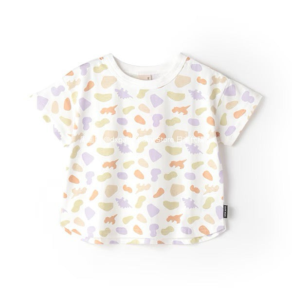 Japanese children's clothing pe#main contact cool print top 80-130cm boys/girls summer TOPS