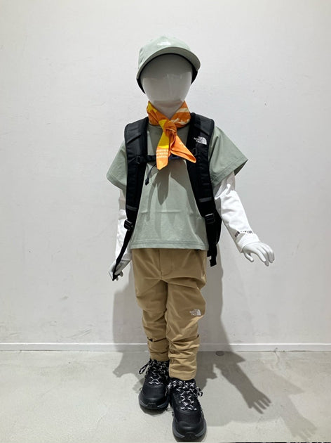 Japanese children's clothing TNF waterproof series high-stretch static care fine logo print top 100-120cm boys/girls summer TOPS