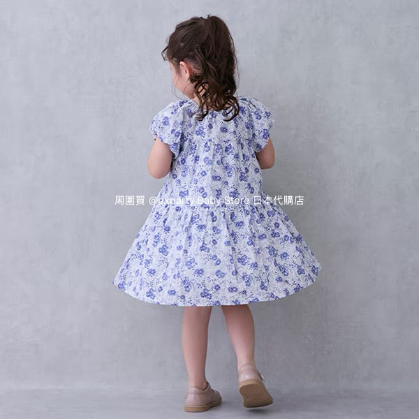 Japanese children's clothing pe#main cool-to-touch, quick-drying lantern-sleeve dress (80-130cm) for girls (summer dresses)