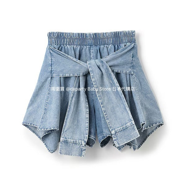 Lovetoxic Japanese children's clothing shirt wrap denim culottes 140-170cm girls summer PANTS