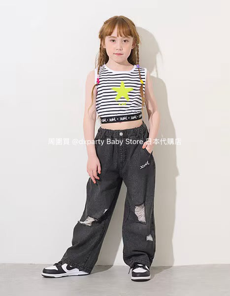 Japanese children's clothing X-girl Stages ripped jeans 110-140cm girls summer PANTS