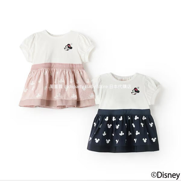 Japanese children's clothing pe#main x Disney patchwork top 80-130cm girls summer TOPS