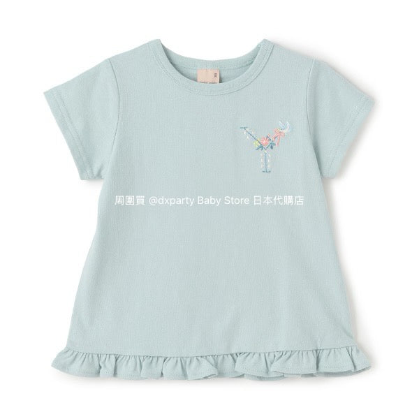 Japanese children's clothing pe#main embroidered English lettering top 80-130cm girls summer TOPS