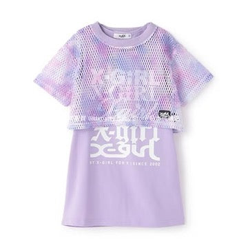Japanese X-girl Stages Mesh Top and Dress Set (110-140cm) for Girls Summer