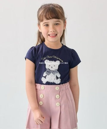 Japanese children's clothing aF#a325 3D printed top 90-160cm girls summer TOPS